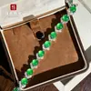 Pulsera de Lujo con Diamantes Completos, Plata Chapada Blanca Hielo, Incrustaciones de Calcedonia Verde, Ágata Rosa, Pulsera de Jade para Mujer, Suministro en Vivo