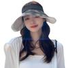 Celebridad de Internet Coreana Sombrero de Sol Transpirable Sombrero de Copa Vacía Sombrero de Sol de Pegamento Negro Sombrero de Sol Anti-UV de Verano para Mujer Plegable