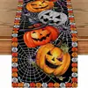 Camino de mesa de Halloween más vendido de Temu transfronterizo, mantel decorativo navideño de lino, alfombrilla de té de gama alta para mueble de TV