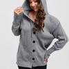 Suéter cruzado con capucha de color sólido europeo y americano para mujer, otoño e invierno 2024, nueva chaqueta de punto con cordón ajustable para mujer