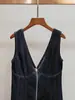 [En Stock] Vestido Largo de Mezclilla A-Line sin Espalda con Cremallera, Estilo Verano Nuevo, Personalizable para Mujer