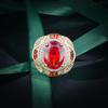 Estilo palacio retro italiano traje rojo granate con circonita collar de flor pendientes de diamante rojo anillo de tesoro abierto de colores