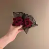 Pulsera de Encaje Rosa Diablo para Muñeca de Mujer Manga Roja Vestido de Novia Lolita Lolita