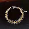 Pulseira Redonda de Malha com Contas e Fecho de Cordão para Mulheres Levemente Luxuosa de Alta Qualidade na Moda Anel de Mão Design de Nicho Joia de Mão