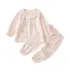 Conjunto de Duas Peças para Bebê Primavera e Outono Classe A Algodão Puro Confortável Fino Manga Longa Calça Longa