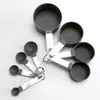 Conjunto de 8 Colheres Medidoras de Plástico com Cabo de Aço Inoxidável e Escala, Disponível em Várias Cores, Conjunto de 4 Peças de Colher Medidora e Copo Medidor para Assar