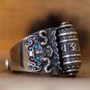 Anillo de plata mantra de seis palabras personalidad hipster retro anillo individual giratorio personalidad retro anillo ajustable para hombre