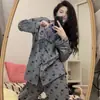Pijama de Oso de Dibujos Animados para Mujer Otoño e Invierno Algodón de Imitación Manga Larga 2026 Nuevo Conjunto Casual Lindo para el Hogar