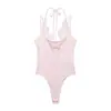 Comercio Exterior Transfronterizo 2026 Nuevo Primavera y Verano Simple Encaje Patchwork Cuello Halter Sin Mangas Mono 0085310
