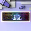 Teclado Mecánico Inalámbrico Bluetooth de Tres Modos 108 Teclas Grabado Lateral Eje Azul Silencioso para Gaming E-Sports Femenino Oficina 75