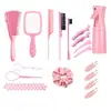 Conjunto de Pentes para Cabeleireiro, Pente com Cauda Pontiaguda, Pente de Rato, Escova para Bordas, Escova para Shampoo, Frasco Borrifador, Presilha de Cabelo, Elástico de Cabelo, Pente de Dentes Largos