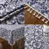 Mantel de imitación algodón-lino con estampado floral pequeño estilo pastoral americano, impermeable y a prueba de aceite, para mesas de café y mesas de comedor, con borlas de lujo ligero y tela decorativa vintage