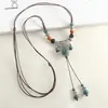 Collar de Cerámica Vintage Jingdezhen Largo Nicho Simple Versátil Estilo Étnico Cadena para Suéter Colgante de Perlas