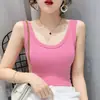 Camisola de Algodón con Hilo para Mujer Ajustada Cobertura Lateral de Pecho Ropa de Abrigo Primavera Verano Nuevo Estilo Ropa Interior sin Mangas Capa Base Superior para Mujer