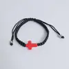 Pulsera Cruz Color Sencillo Turquesa Transfronteriza Nudo Plano Tejida a Mano Pulsera Negra Pulsera de Bautizo