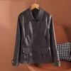 Abrigo corto de solapa con estilo sin esfuerzo, top entallador para ir al trabajo, 26 chaquetas de cuero nuevas para mujer