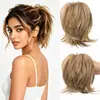 Postizo de coleta alta esponjoso transfronterizo, 4 estilos, flexible y ajustable, estilo DIY, peluca de coleta con pinza de garra de fibra sintética