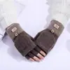 Guantes de Medio Dedo Abatibles Transfronterizos para Protección contra el Frío Ciclismo Guantes Tejidos Táctiles Lana de Alpaca Guantes de Lana Cálidos Venta al por Mayor