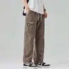 Pantalones Casuales Rectos Sueltos Lavados Estilo Retro Americano para Hombre, Versátiles de Pierna Ancha con Múltiples Bolsillos, Pantalones de Trabajo para Primavera y Verano