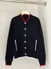 Cardigan de Lã Tricotado Estilo Novo Colégio Retrô para Mulheres, Jaqueta Baseball Color Block Solta para Mulheres, Outono e Inverno