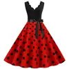 Fuente de fábrica 2021 Moda Patchwork Estampado de Lunares Sin Mangas Burnout Estampado de Lunares Fiesta Vestido de Baile