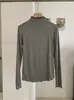 KEKEZOON camiseta feminina gola alta discreta, manga longa com babados, justa ao corpo, cor sólida, top base, atacado 8910