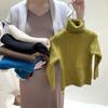 Estilo Coreano Meninos e Meninas Listra de Poço Macacão de Veludo Espessado Gola Alta Suéter Camisa Base Infantil Cor Sólida Tricô Peça de Cima Versátil