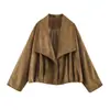 Comercio Exterior Al Por Mayor Transfronterizo Ropa Femenina Casual Versátil Temperamento Efecto Textura Gamuza Abrigo Cruzado Solapa Abrigo Holgado