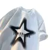 Camiseta Pesada Tendência Estilo Hong Kong para Homens, Moda Ins de Verão, Top Solto Oversized de Manga Curta em Algodão Puro High Street Europeu e Americano