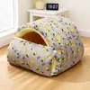 Cama para mascotas desmontable, adecuada para todas las estaciones, engrosada y cálida, saco de dormir para gatos con rejilla cerrada, cama multifuncional para perros