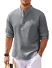 Camisa de manga larga para hombre europea y americana cuello mao camisa de media botonadura camisa de cuadros de piña chaqueta camisa casual para hombre venta al por mayor
