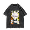 Camiseta de manga corta con estampado de cazador a tiempo completo, de verano, con lavado de bordes antiguos, de algodón, amplia, holgada, para uso diario, de comercio exterior.