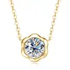 Collar de Moissanita con Forma de Pétalo de Moda Popular para Mujer, Cadena para Clavícula Versátil de Moda, Colgante de Plata de Ley S925 al por Mayor