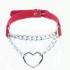 Collar de cadena con forma de corazón de melocotón estilo Harajuku, súper genial, estilo europeo y americano, moderno collar de cuero con forma de corazón