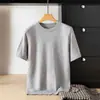 Suéter de hombre de punto con cuello redondo y manga corta, no de lana, transfronterizo, suéter de manga corta transfronterizo, camiseta básica de manga corta, camiseta de punto