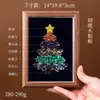 Adorno de marco de fotos de árbol de Navidad de grava de cristal natural, pintura de marco de fotos de Navidad de grava colorida, decoración colgante de cristal