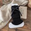 Calcetines Holgados de Punto Grueso para Mujer, Estilo Ballet, para Primavera y Otoño, con Lazo, Cubrepantorrillas Cálidos