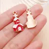Colgantes Serie Navideña de Aleación Roja con Goteo de Aceite Muñeco de Nieve Copo de Nieve Charms Accesorios para Pendientes Llavero DIY
