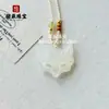 Colgante de Máscara de Zorro de Calcedonia Blanca Hielo Natural para Mujer Colgante de Conejo Tridimensional de Ágata Hielo Alto Colgante de Jade