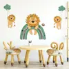 Pegatinas de Pared Autoadhesivas de León Pequeño Arcoíris Verde Lindas de Dibujos Animados Pegatinas Decorativas para Pared de Fondo de Habitación Infantil ZN3104Q