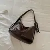 Bolsa tote retrô de grande capacidade, cor sólida, para o dia a dia, nova coleção outono 2026, bolsa de ombro/transversal estilosa e única