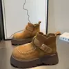 Botas da Moda de Solado Grosso Femininas Temperamento Tendência Botas Curtas de Camurça Sapatos Birken Canguru Feitos à Mão 2026 Primavera Novas Botas Curtas