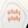 Puntos Blancos Franceses 30 Piezas Prensa Francesa Uñas Postizas de Presión Cuentas de Vidrio Ojo de Gato Estilo Nuevo Puntas de Uñas Pre-hechas Venta al por Mayor