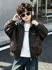2394 Chaqueta de Cuero de Otoño para Niños 2026 Nuevo Estilo de Moda Chaqueta de Cuero PU para Niños Chaqueta de Motocicleta Fresca para Bebé de Primavera y Otoño