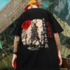Camiseta con Estampado Vintage para Hombre Estampado de Katana Japonesa Hombre Stre