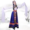 Nuevo Traje de Danza de Xizang para Mujer, Falda Larga con Mangas de Agua, Estilo Étnico Adulto Minoría Estilo Xizang Falda de Gran Vuelo