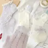 Calcetines para niños para primavera y verano, calcetines morados finos de encaje con lazo para niñas, calcetines cortos de encaje transpirables de malla versátiles