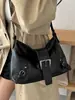 Yue Zi 2026 Otoño Temprano Nueva Gran Capacidad Plisada Retro Viaje de Negocios Temperamento Estilo Motociclista Debajo del Brazo Bolso de Hombro Único para Mujer