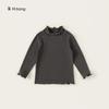Roupa Infantil Youbao Outono e Inverno Novas Chegadas Roupas de Menina Roupa Íntima com Babados para Menina Camiseta Básica Infantil de Manga Comprida Lisa
