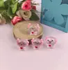 Paisagem miniatura cartoon animal rosa fofo que brilha no escuro decoração hexagonal para aquário chaveiro de carro pequeno ornamento